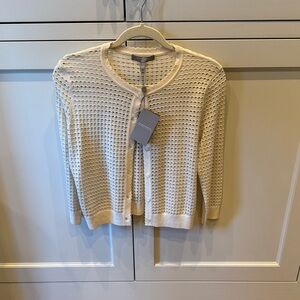 Neiman Marcus Cream Textured Cardigan